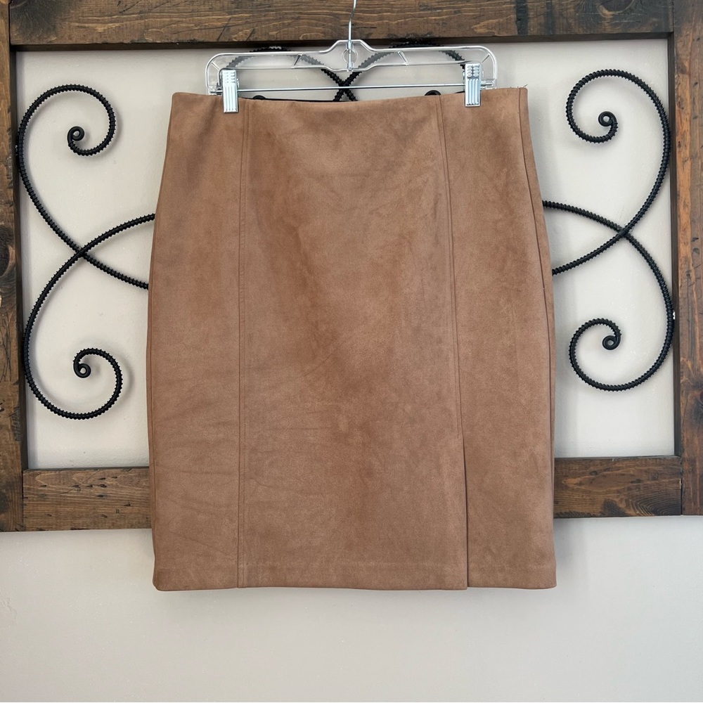 Premise Cognac Tan Faux Suede Pencil Skirt Size Large